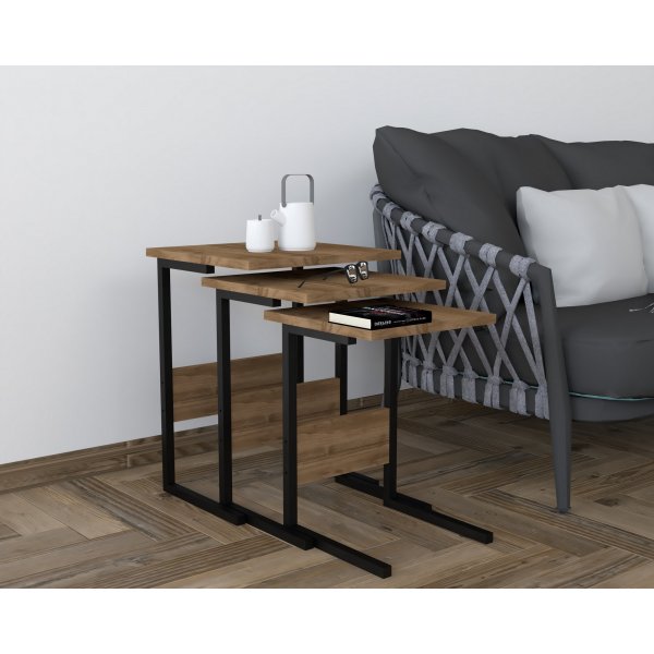 Sali satsbord 32/36/40 x 32/36/40 cm - Svart/valnt