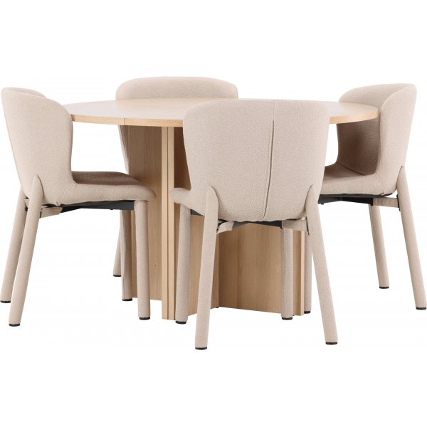 Matbord Strada med 4 st Astoria stolar - Beige/whitewash + 3.00 x Mbeltassar