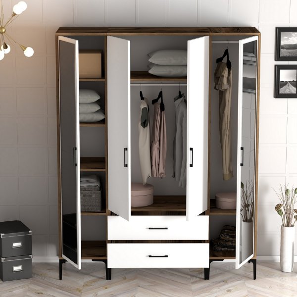 Armoire Kumsal 12 Noyer/blanc
