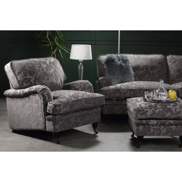 Howard Sir William svängd soffa (Dun) - Mobus Silver Floral Howard Sir William svängd soffa (Dun) - Mobus Silver Floral