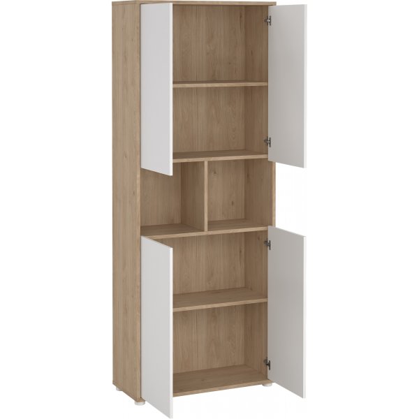 Sign bokhylla hög med 4 dörrar - Vit/hickory Sign bokhylla hög med 4 dörrar - Vit/hickory