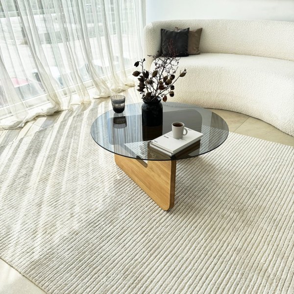 Table basse Mia Ø75 cm - Chêne/verre fumé Table basse Mia Ø75 cm - Chêne/verre fumé