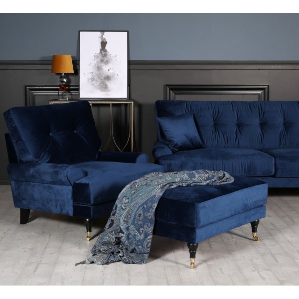 Adena 2-sits soffa i mrkbl sammet + Textilrengring fr mbler