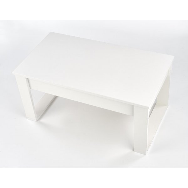 Table basse blanche avec tiroirs de rangement 110x60 cm