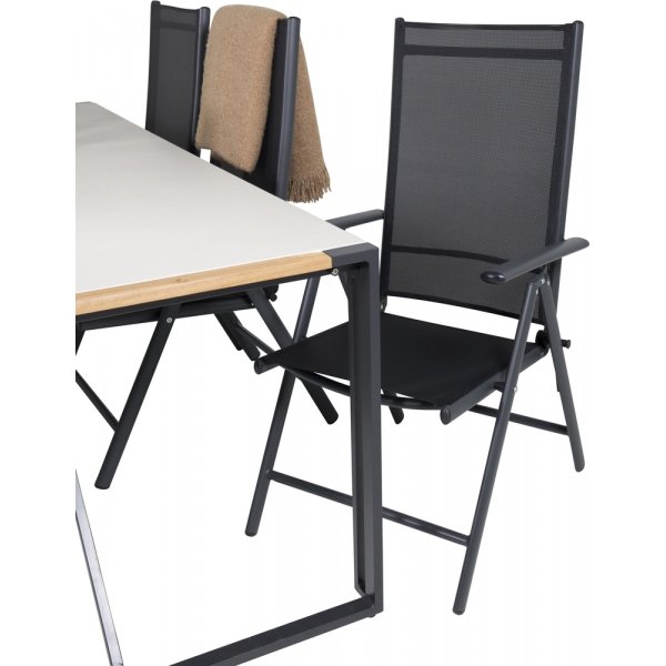 Texas utematgrupp med 6 st Break stolar - Svart/Gr/Natur