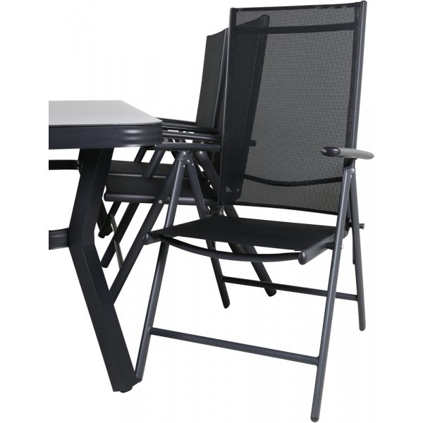 Groupe repas extérieur Virya avec 6 chaises Break - Noir/Gris Groupe repas extérieur Virya avec 6 chaises Break - Noir/Gris