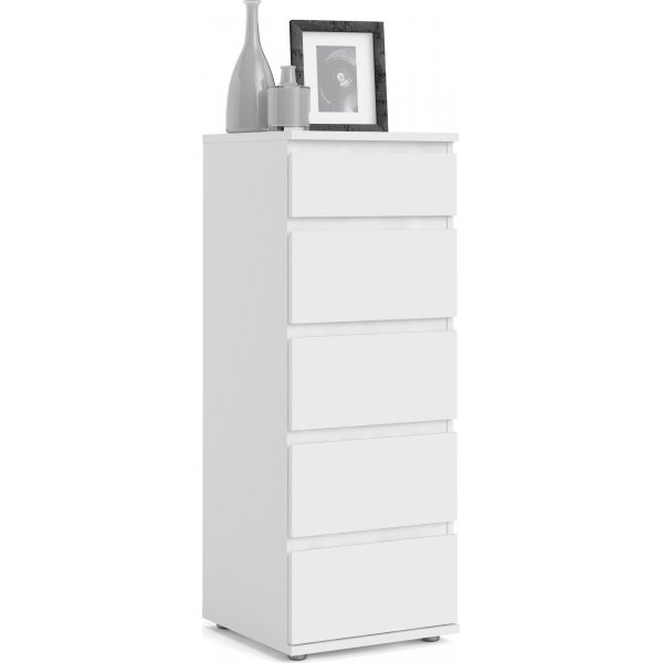 Nova slank dressoir met 5 laden - Wit + Meubelpoten Nova slank dressoir met 5 laden - Wit + Meubelpoten