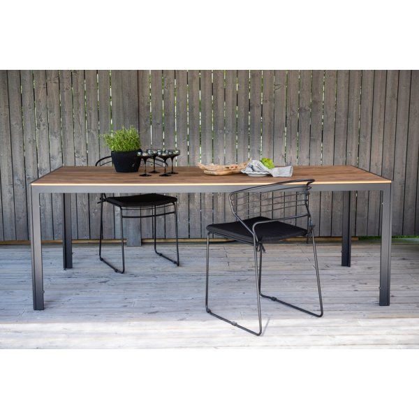 Buitentafel 205 x 90 cm zwart/naturel - Copacabana