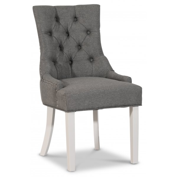 Decotique stol med kromade nitar (Rygghandtag) - Gr/Vit + Flckborttagare fr mbler