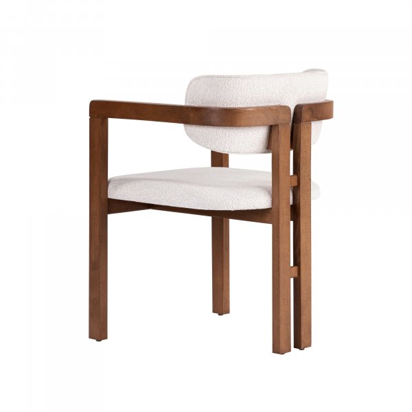 Karmstol Torpin i vit chenille och valn�t