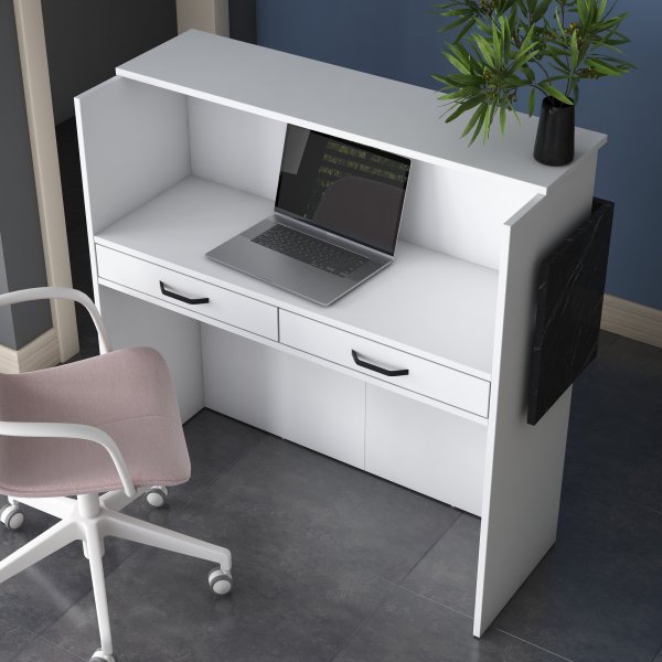 Idora receptionsdisk - Vit/marmor