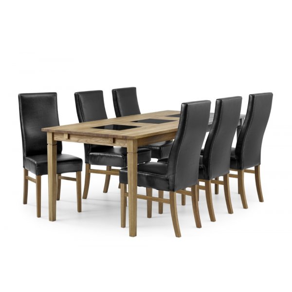 Matgrupp: Balder matbord 180 cm (oljad ek/granit) + 6 st Mazzi stol (oljad ek/svart konstlder)
