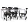 Orust matgrupp; matbord 180x90 cm med 6 st svarta Orust pinnstolar
