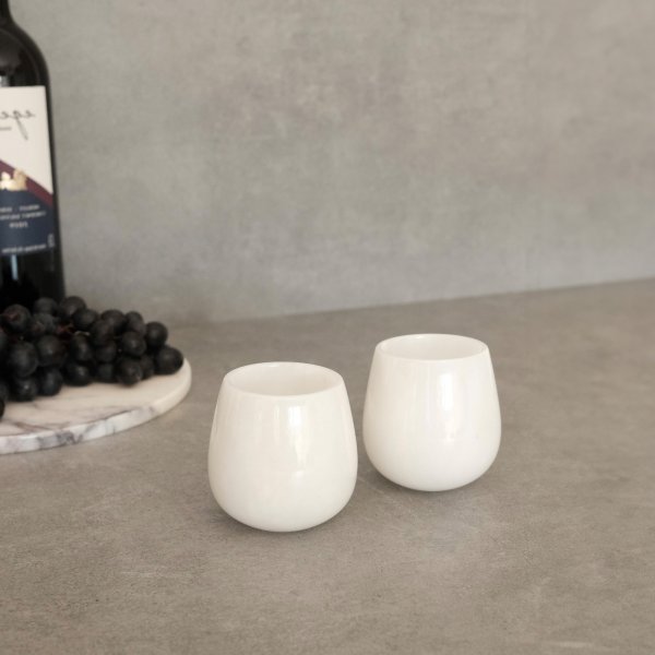 Kaffekoppar i vit Thassosmarmor 2 delar Kaffekoppar i vit Thassosmarmor 2 delar