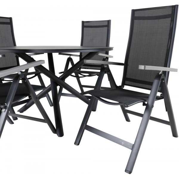 Alma utematgrupp med 4 st Albany stolar - Svart/Grå Alma utematgrupp med 4 st Albany stolar - Svart/Grå
