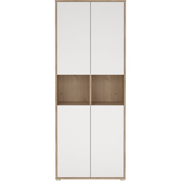 Sign bokhylla hög med 4 dörrar - Vit/hickory Sign bokhylla hög med 4 dörrar - Vit/hickory