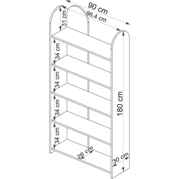 Bibliothque Mindy - Chne saphir/blanc