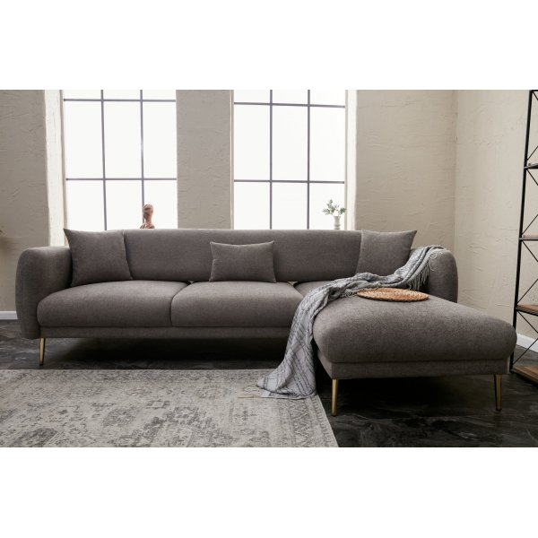 Canapé divan Simena droit - Gris/or Canapé divan Simena droit - Gris/or