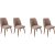 Hugo eetkamerstoelen set, 4 stuks - Beige/walnoot/goud