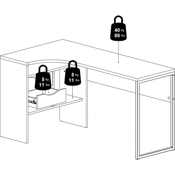 Function Plus skrivbord 145,1 x 81 x 76,8 cm - Svart/ek