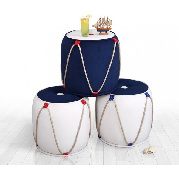 Pouf Fora 3 - Bleu/blanc Pouf Fora 3 - Bleu/blanc