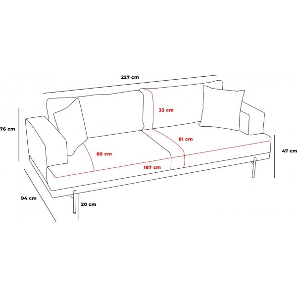 Liva 3-sits soffa - Antracit/koppar Liva 3-sits soffa - Antracit/koppar