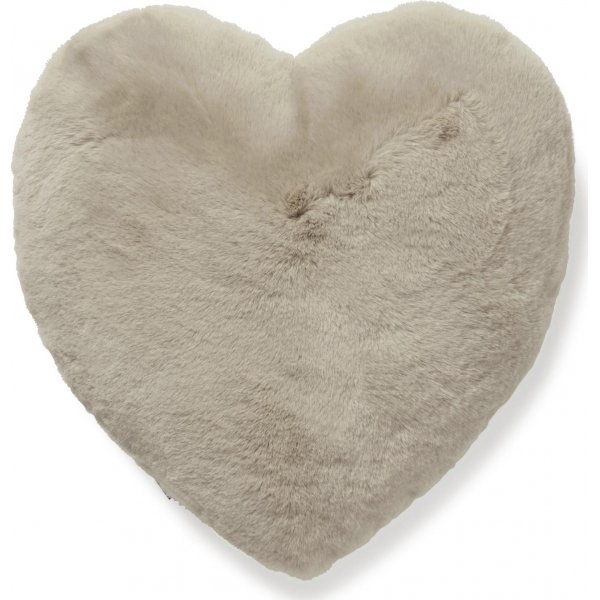 Fluffy hjrtformad prydnadskudde Taupe - 45 x 45 cm