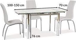 Caylee 100-150 cm matbord - Krom/vit Caylee 100-150 cm matbord - Krom/vit