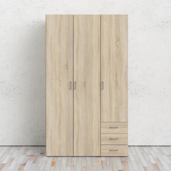 Armoire Space avec 3 portes et 3 tiroirs - Chêne Armoire Space avec 3 portes et 3 tiroirs - Chêne