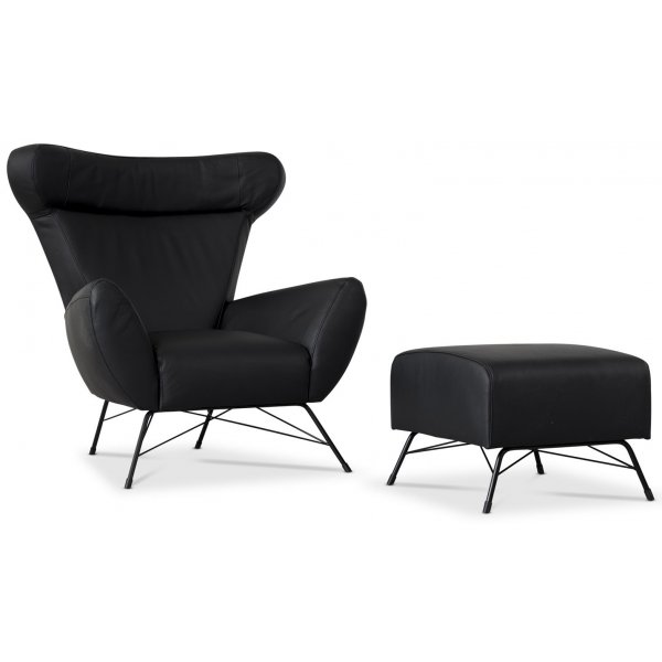 Town f�t�lj svart l�der