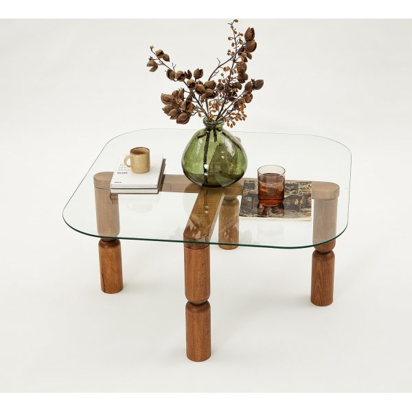 Table basse Kei 80 x 80 cm - Noyer Table basse Kei 80 x 80 cm - Noyer