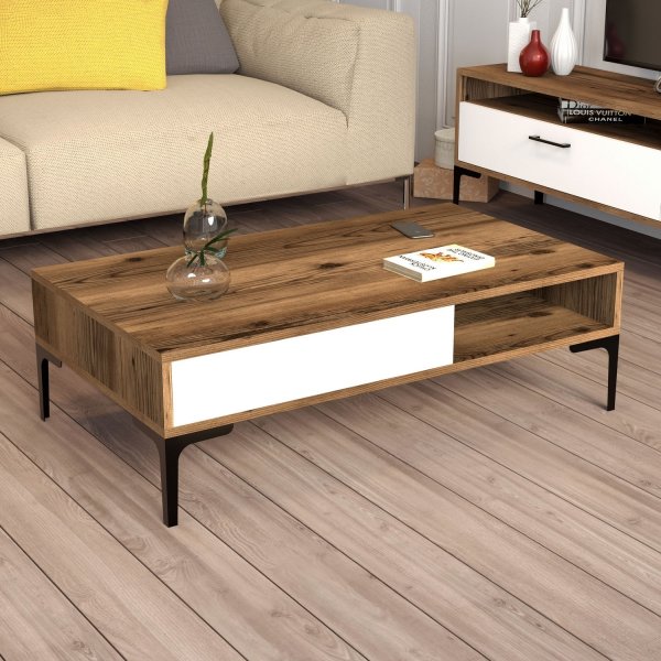 Table basse Istanbul 105 x 60 cm - Noyer/blanc Table basse Istanbul 105 x 60 cm - Noyer/blanc