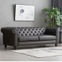 Soffa chesterfield 3-sits 219 cm svart konstlder