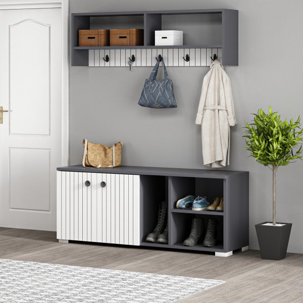 Meuble d'entre Sarandon - Anthracite/blanc