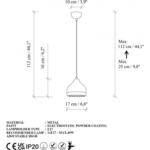 Yildo taklampa 6868 - Vit/guld