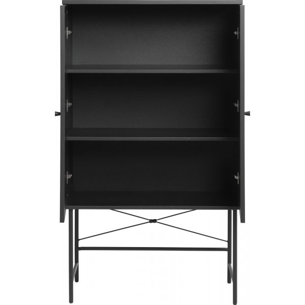 Armoire à menu noire avec rotin Armoire à menu noire avec rotin