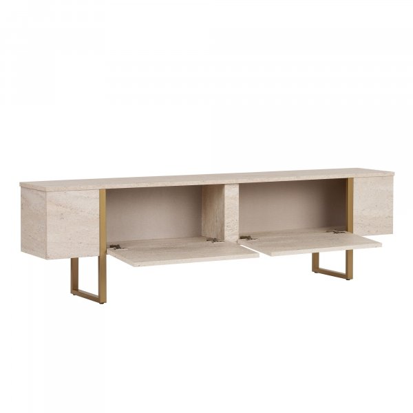 TV-b�nk Orost 180 cm - Travertin/guld