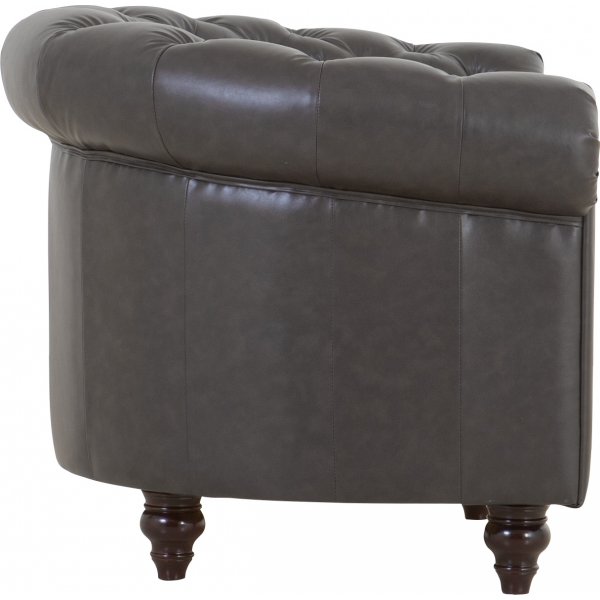 Fauteuil Royal Chesterfield en cuir artificiel marron foncé + Détachant pour meubles Fauteuil Royal Chesterfield en cuir artificiel marron foncé + Détachant pour meubles