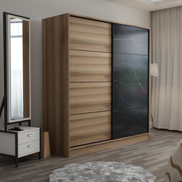 Kapusta garderob 220x52x210 cm - Brun/svart Kapusta garderob 220x52x210 cm - Brun/svart