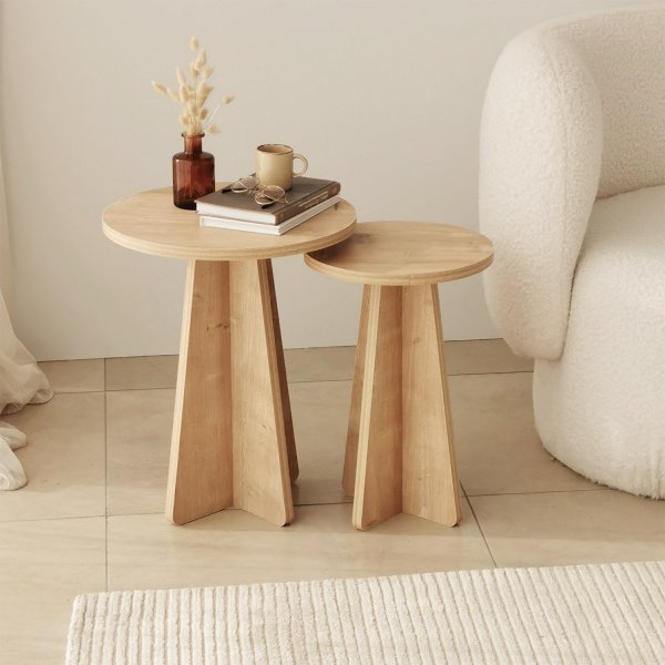 Table d\\\'appoint duo champignon Ø30/40 cm - Chêne saphir Table d\\\'appoint duo champignon Ø30/40 cm - Chêne saphir