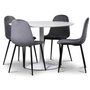 Seat matgrupp, runt matbord med 4 st Carisma sammetsstolar - Vit/Gr