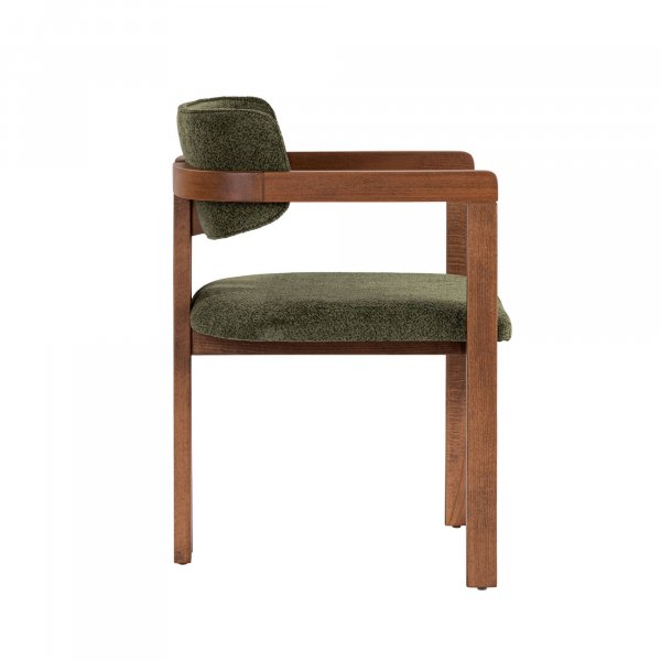 Karmstol Torpin i gr�n chenille och valn�t