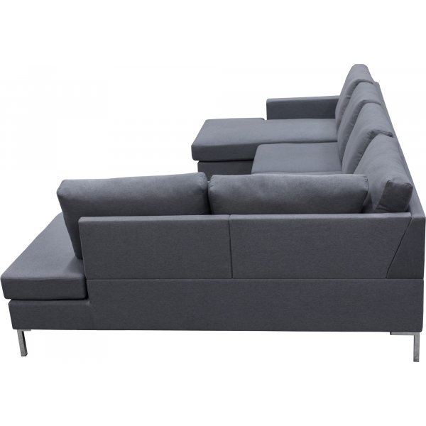 Nova grå U-soffa med metallben - 320 cm Nova grå U-soffa med metallben - 320 cm