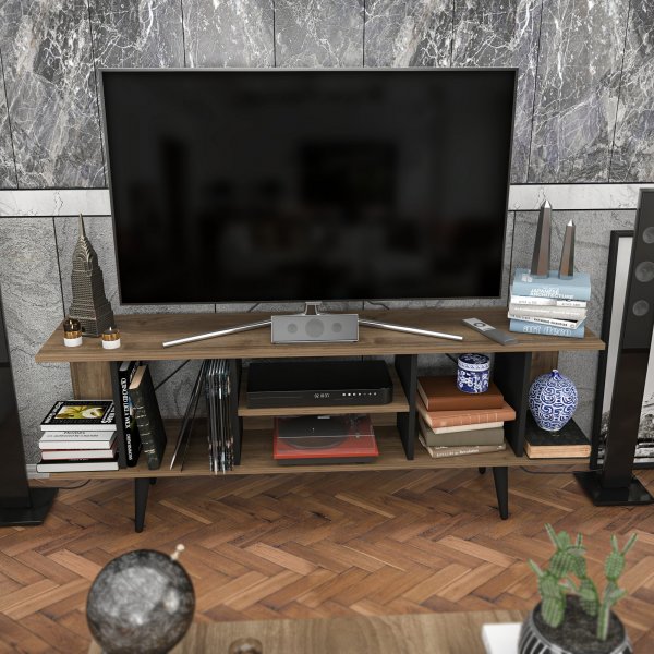 Akya TV-bänk - Valnöt/svart Akya TV-bänk - Valnöt/svart