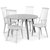 Table ronde grise du groupe  manger Rosvik avec 4 chaises en rotin blanc Dalsland