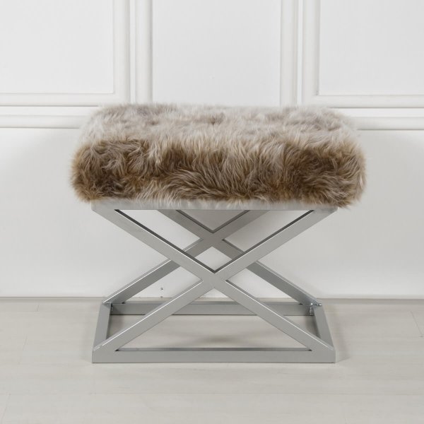 Pouf Capraz Plush - Argent/marron Pouf Capraz Plush - Argent/marron