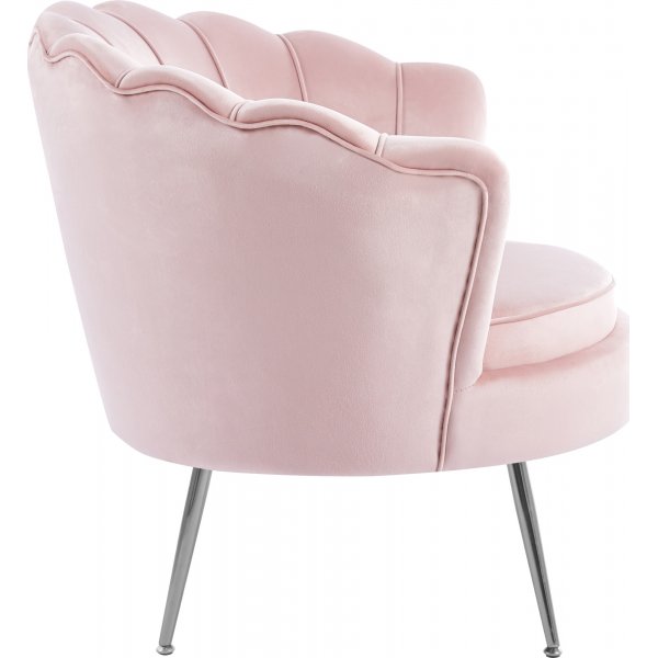 Fåtölj i rosa sammet kromade ben Fåtölj i rosa sammet kromade ben