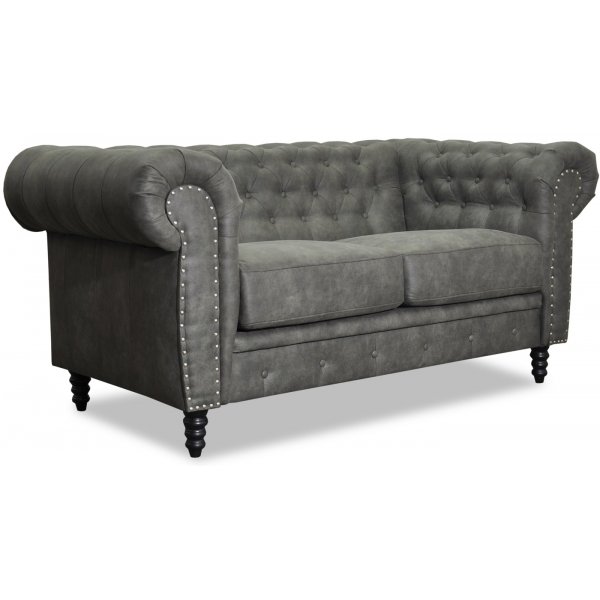 Chesterfield 2 places Ashford - Eco-cuir anthracite