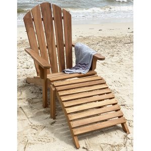 Däckstol + fotpall massiv teak - Saltö + Textilrengöring för möbler Däckstol + fotpall massiv teak - Saltö + Textilrengöring för möbler