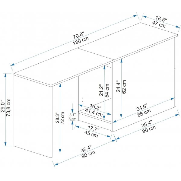 Bureau Akser 180 x 47 cm - Noyer clair/beige Bureau Akser 180 x 47 cm - Noyer clair/beige